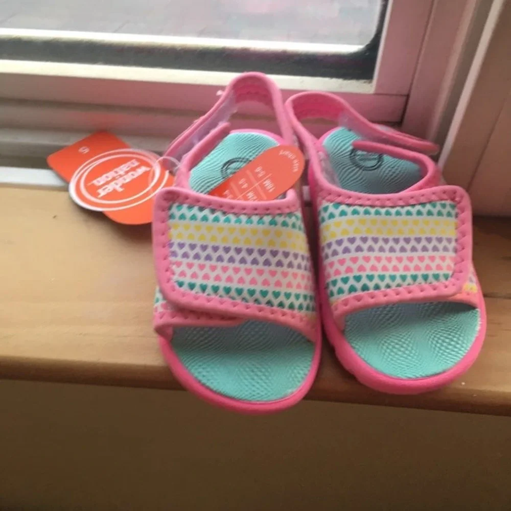 Wonder Nation Water Shoes Toddler 5 Pink Heart Print NWT Mermaid Sole Sandals